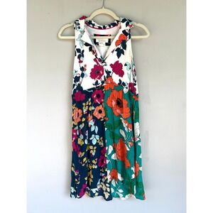 Anthropologie Dinah‎ Collared Halter Tunic Dress Size 0 Floral Pocket Cruise